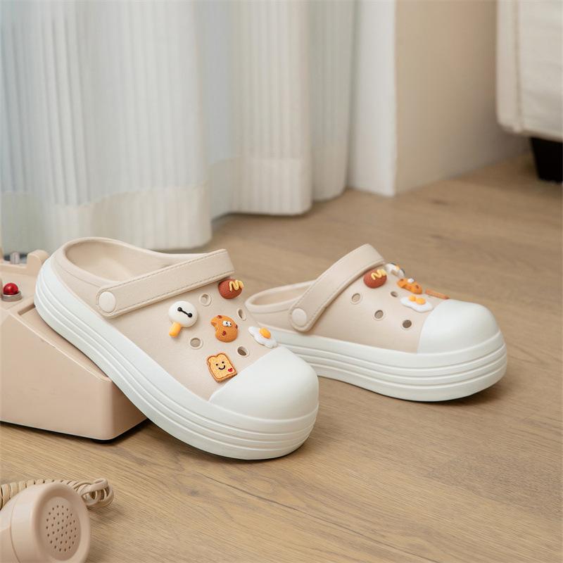 Damen neue Sommer dicke Sohlen erhöhen die Höhe, tragen süße Cartoon Ins Mode Tasche Kopf Hausschuhe