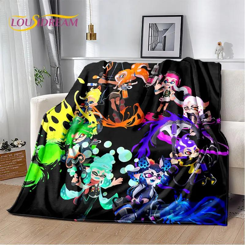 Oyunlar, Splatoon, Karikatür Yumuşak Peluş Battaniye, Flanel Battaniye Oturma Odası Yatak Odası Yatak Kanepe Piknik Örtüsü için Battaniye Atmak Bettdecke