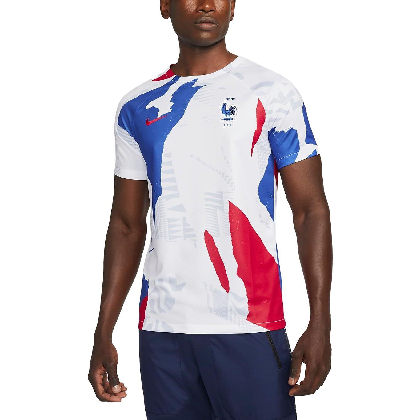 Nike France 2022 Pre Match Training Jersey  White Red Blue  Men s DM9548-100 L