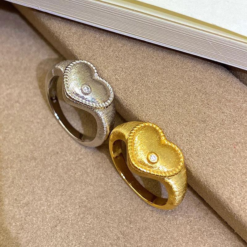 silver  studded diamond brushed heart-shaped rings for women new in antique gold craftsm exquisite banquet engagement