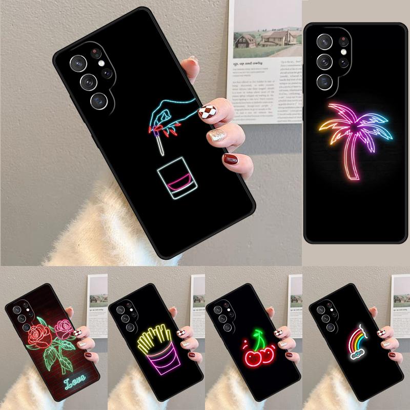 Neon Light Silicone Phone Case For Samsung Galaxy note 10 pro S26 S25 S24 S23 S22 S21 Plus S25Ultra Capa Cover