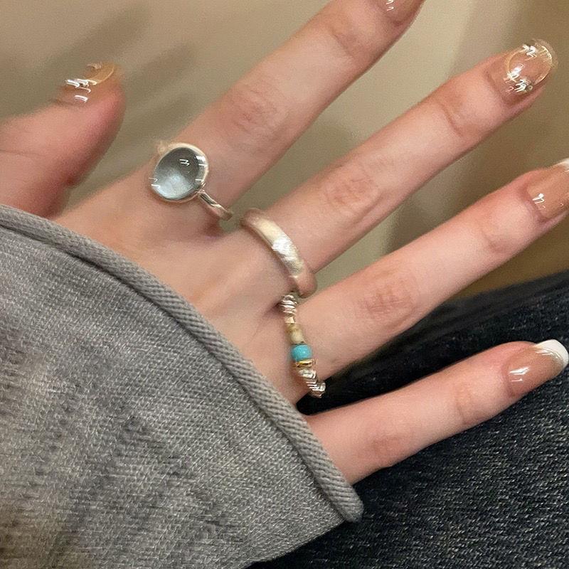 Синие слезы расколотое серебро открытое кольцо женское холодный ветер темперамент указательный палец кольцо интернет-знаменитость мода личность кольцо для девушки