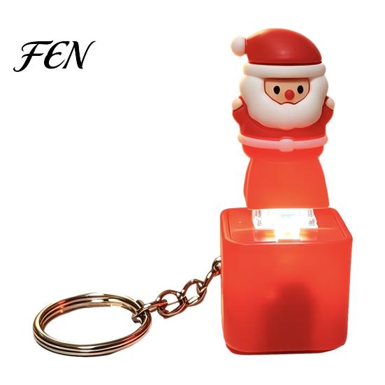 LED Festive Sound Pendant Santa Light Keychain, Interactive Glowing Christmas Ornament with Tunes, Holiday Sensory Play Tool USB-C Rechargeable Fidget