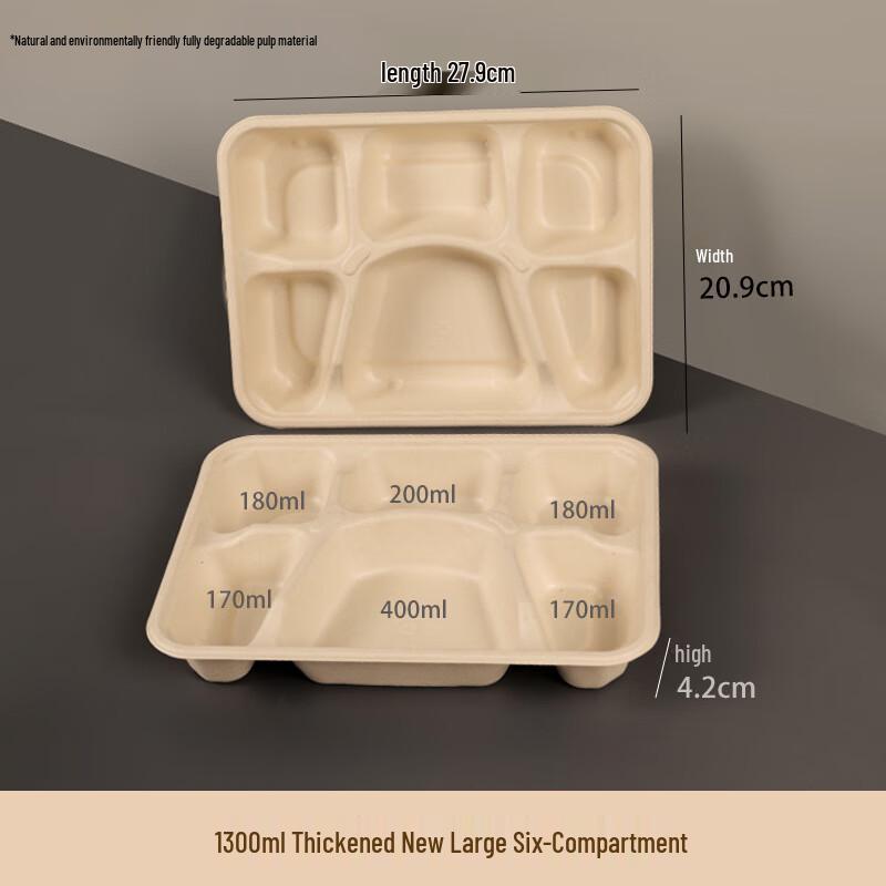 Disposable 6-Compartment Food Container