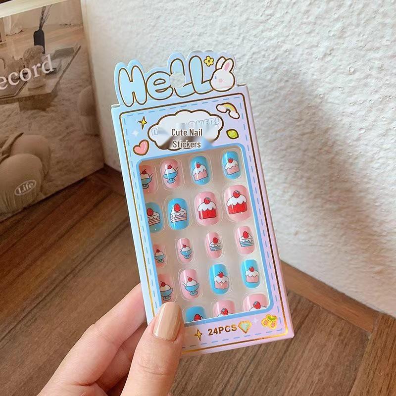 Cute Press-On Nail Stickers for Medium and Large Children - Self-Adhesive and Removable