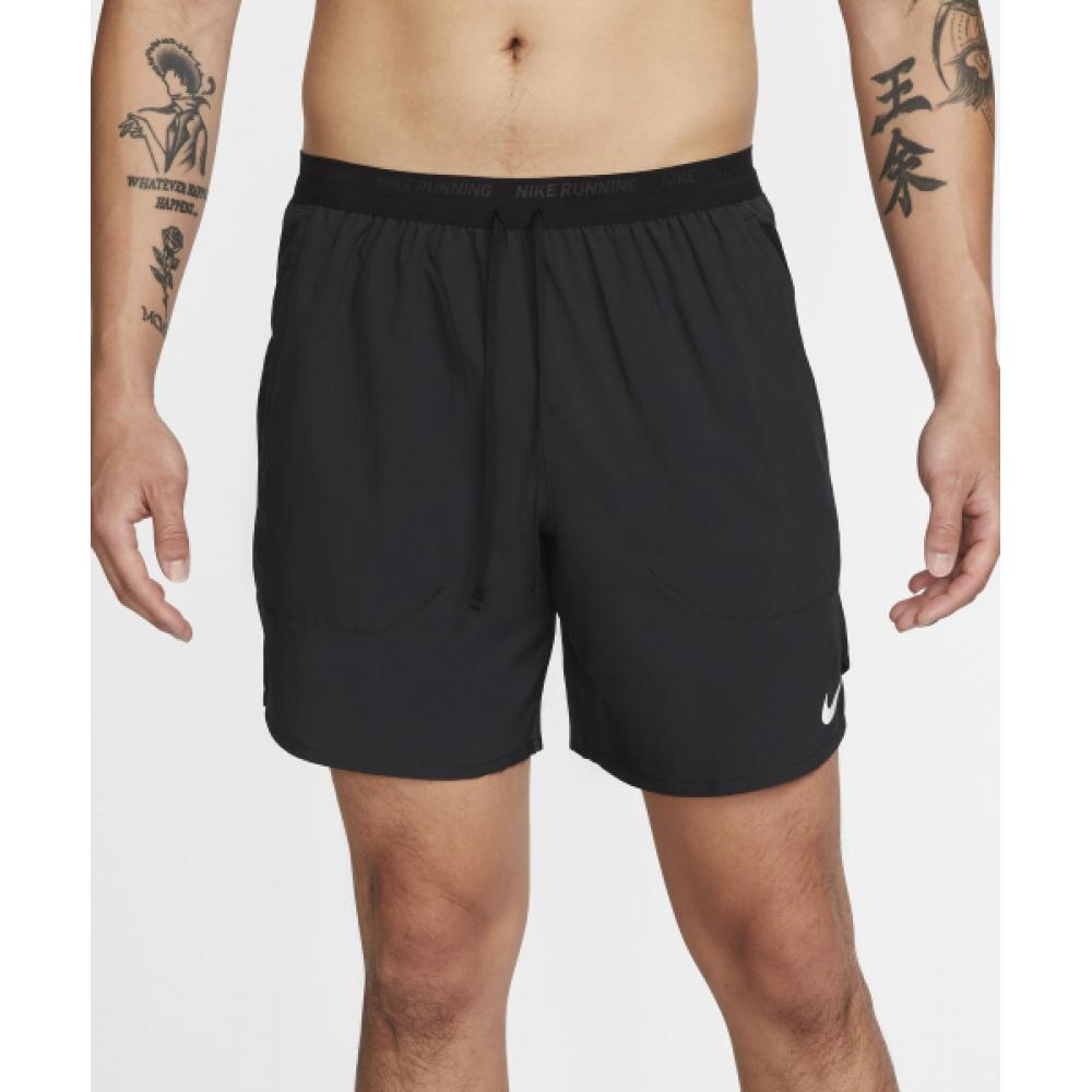 Nike Dry Fit Striped 7 Inch Brief Lined Running Shorts M   Black dM4762 010