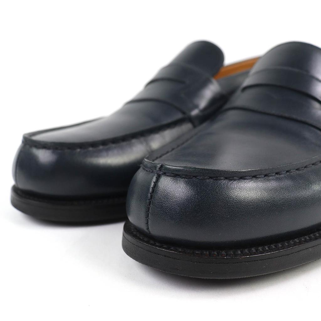 Mocasin J.M WESTON 180 Signature excelent Pantofi din piele Eșarfă bleumarin din cutie Bărbați din piele Folosit