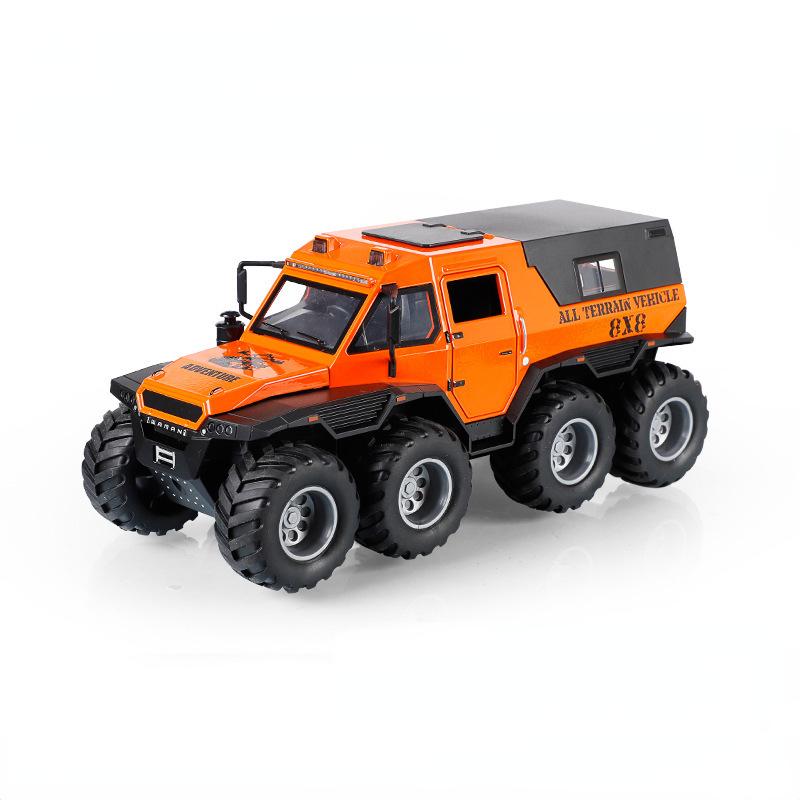 1:24 Alloy Car Model Russian Avtoros Shaman 8*8 Diecasts Off-road Vehicle with Light Sound Pull Back Function SUV for Boy Gifts