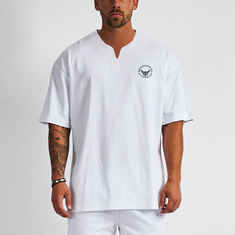 Oversized Breathable Loose Short Sleeved Shirts Summer Running Sports Cotton Gym Bodybuilding Tops Mens Casual Hip Hop T-shirts