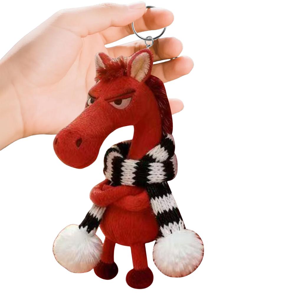 Year of The Horse Lucky Mascot Symbolizing Strength Courage Balance Horse Keychain Plush Toy for Backpack Purse and Bag