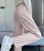 High-Waisted White Fleece-Lined Wide-Leg Women's Straight-Leg Pants, Winter 2025 Collection