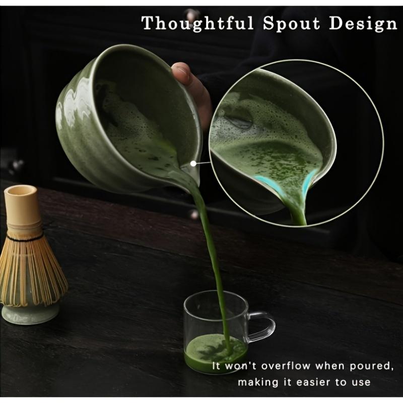 Ceramic Matcha Tea Ceremony Set Matcha Set - 4pcs Elegant Green Glaze Kit, Matcha Tea Set Complete,Matcha Tea Bowl Set,