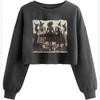 Women's Crop Sweatshirt Fall Halloween Long Sleeve Pullover Sweatshirt