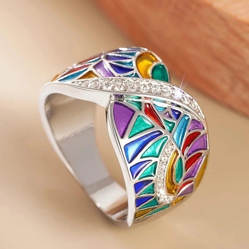Trendy Flower Shape Rose Gold Color Two Piece Set Inlay Stone Rings For Women Fashion Rings Accessories Custom Jewelry
