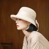Curled Sun Hat Women's Sun Protection Hat Summer Travel Face Cover Sun Hat Versatile New Knitted Bucket Hat