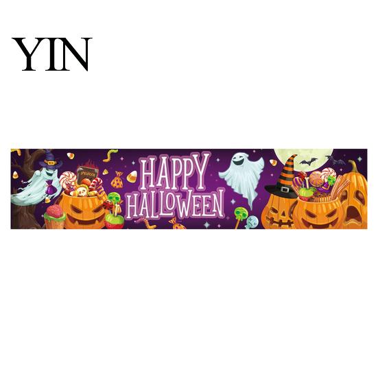 Spooky Backdrop for Home Large Happy Halloween Banner Outside, 70 x 15 Inch Yard Sign Reusable Flag, Welcome Garden Fence Party Decoration Front Porch