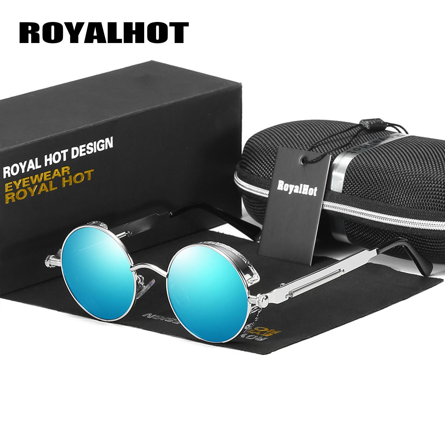 

Персоналізовані панк-сонцезахисні окуляри RoyalHot для водіння на свіжому повітрі з поляризованою круглою оправою синій