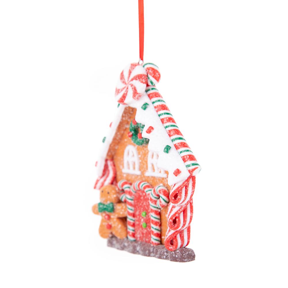 Christmas Polymer Clay Gingerbread House Ornaments, Xmas Tree Hanging Decorations (3 Pieces Per Set)