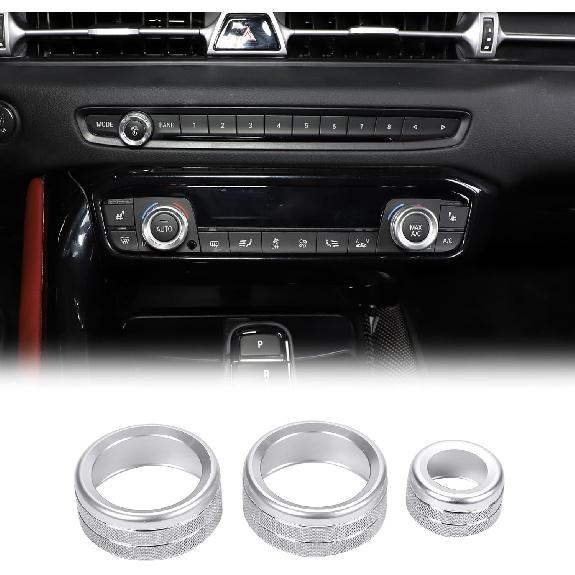Daeiclru Air Conditioner and Volume Knob Cover Compatible with Toyota Supra GR A90 A91 MK5 2018-2022, Aluminum Alloy Centre Console Air Conditioner