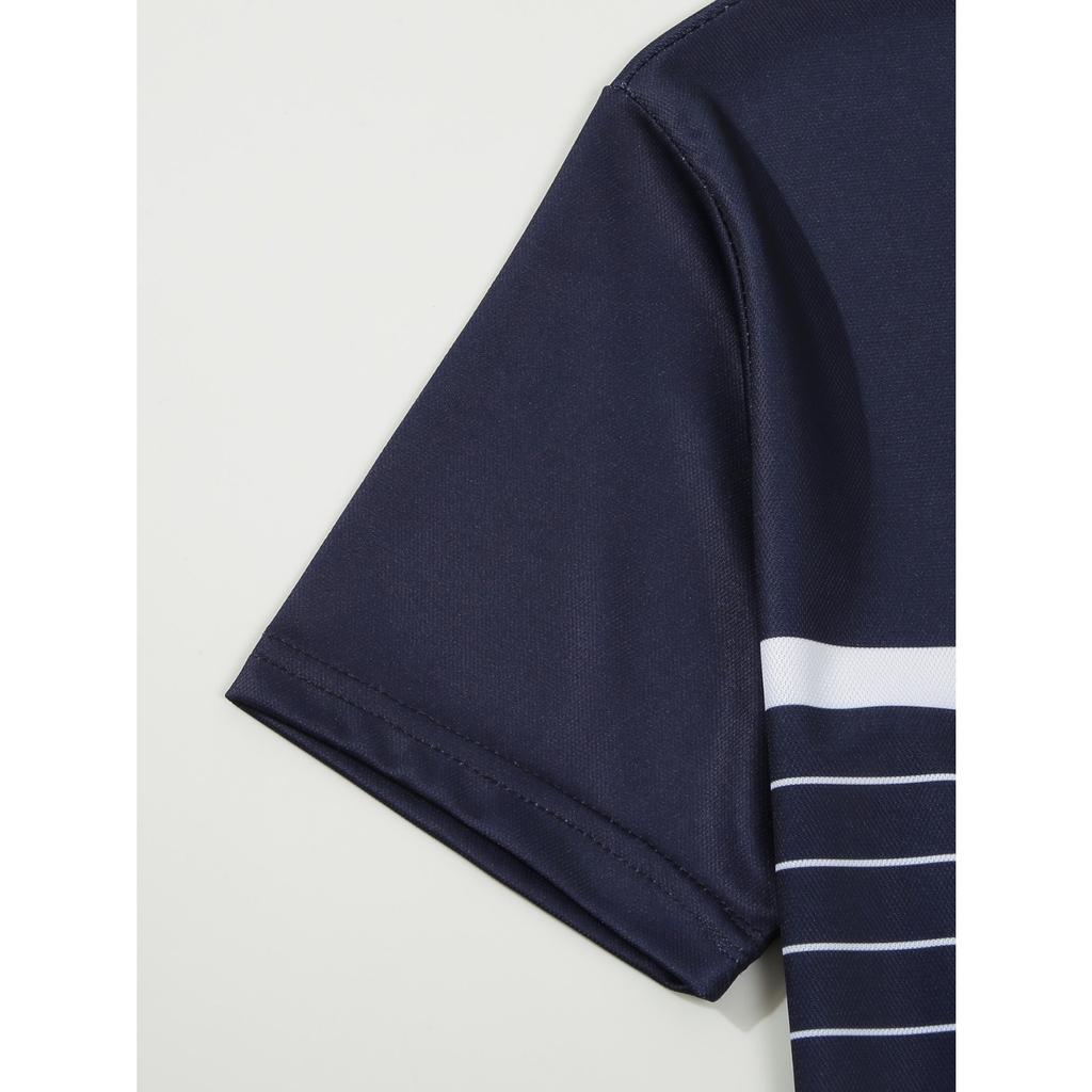 New Men's Casual POLO Shirt Summer Lapel Buttons Striped Casual Versatile T-shirt Tops