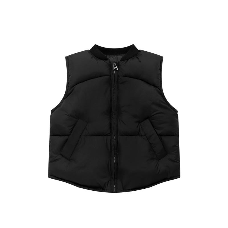 2025 Autumn/Winter Kids Korean-Style Warm Cotton Baseball Vest for Boys and Girls 110 cm чёрный