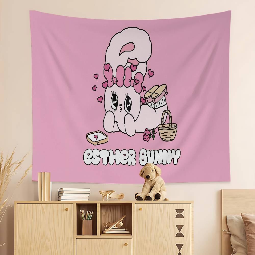 EEsthers Bunnys Cartoon Printed Large Wall Tapestry Art Science Fiction Room Home Decor Decor Blanket