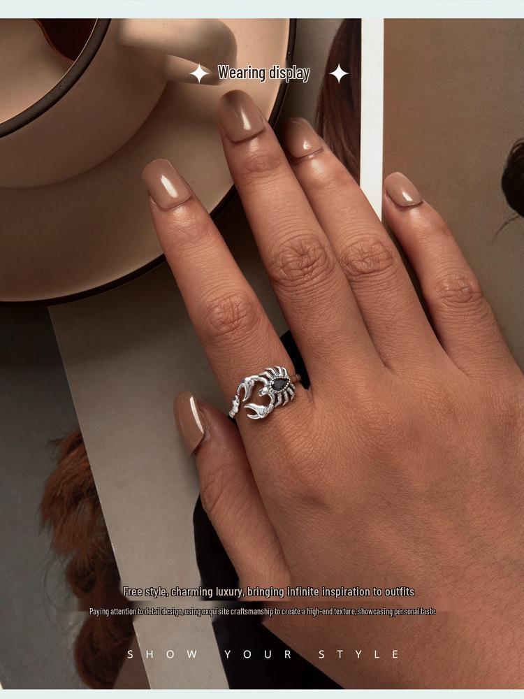Yin Ziyun Retro Scorpion Open Ring: Unique 925 Sterling Silver Insect Bracelet