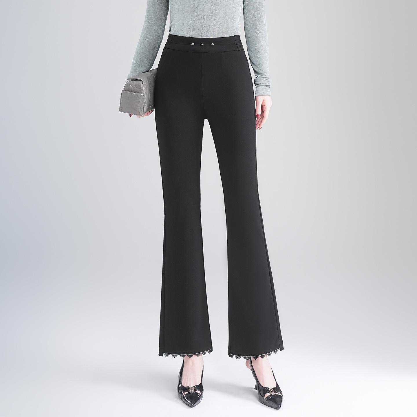 2026 Spring/Summer High-Waisted Black Fishtail Bell Bottoms: Slimming, Bodycon, Cropped Flare Pants L