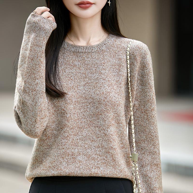 Autumn/Winter 2026 Women's Slimming Floral Silk Wool Crew Neck Sweater