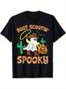 Men's Vintage Cotton T-Shirt - Spooky Halloween Graphic Print with Cowboy Boots