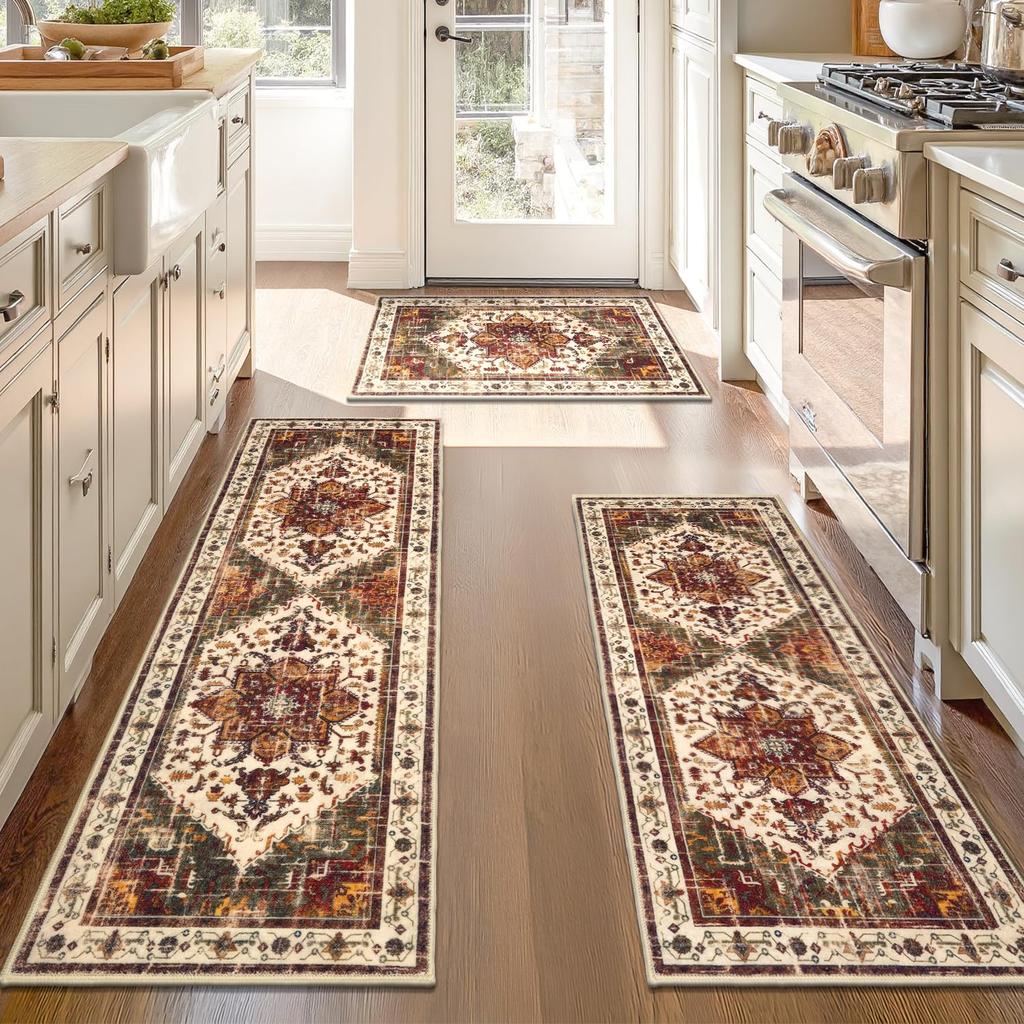 2/3pcs Bohemian Kitchen Carpet - Durable And Easy To Clean Long-Strip Floor Mat For Hallway - Home Decoration