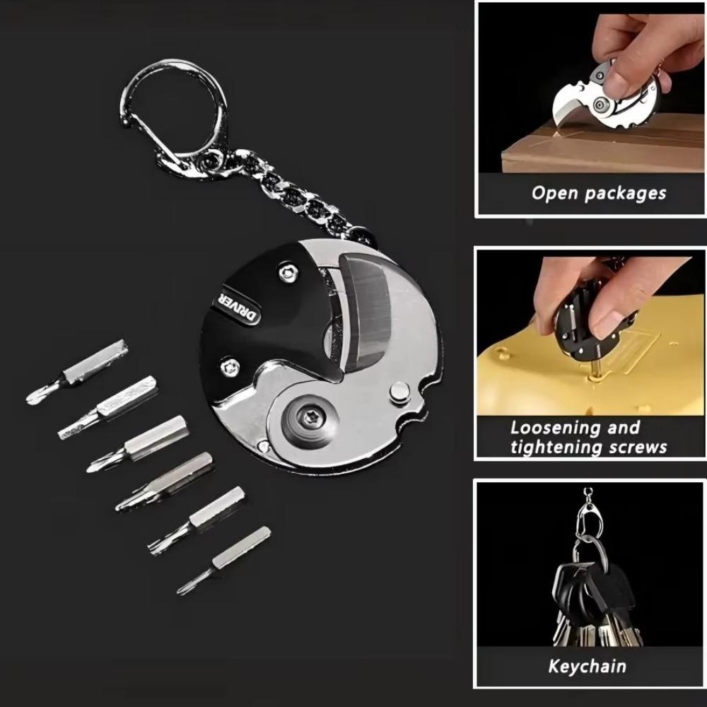 Gifts Mini Keychain With Batch Head Portable Stainless Steel Screwdriver Keychain Multi-purpose Folding Pendant