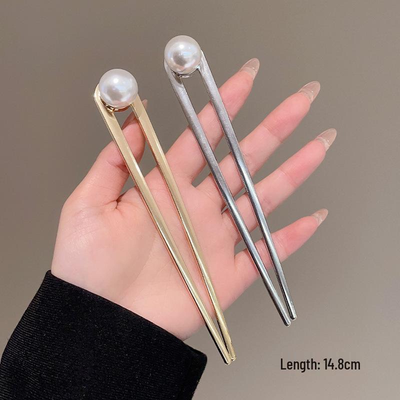 Spring 2025 High-End Pearl U-Shaped Hairpin – Ancient Style Chinese Hair Styling Accessory for Women