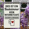 2D Flat, 1pc Vintage German Humorous Bathroom Aluminium Decorative Sign & Plaque, "DIES IST EIN Badezimmer KEINE INTERNETCAFÉ" for Home Kitchen