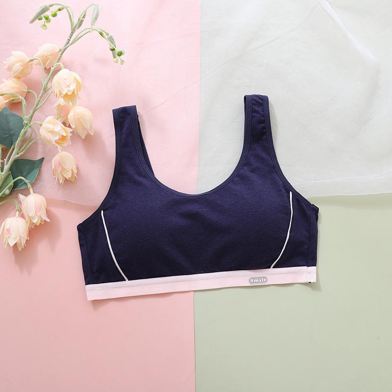 Printed Solid Color Lightweight Breathable Developmental Training Vest Soft Sleep Inner Undergarment for Puberty School Girls