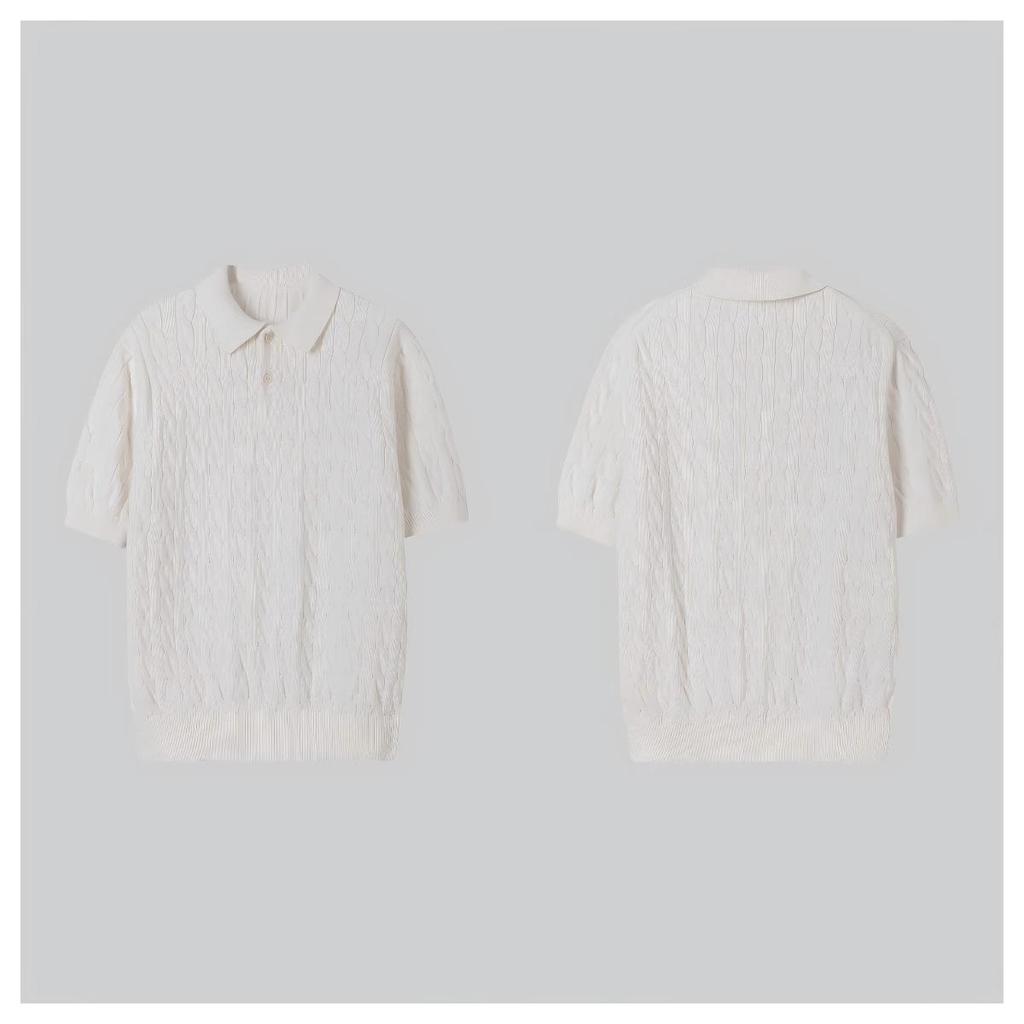 Men's Trendy 2025 High-End Knitted Polo Shirt - Short Sleeve, Breathable, Summer Collared Casual Wear