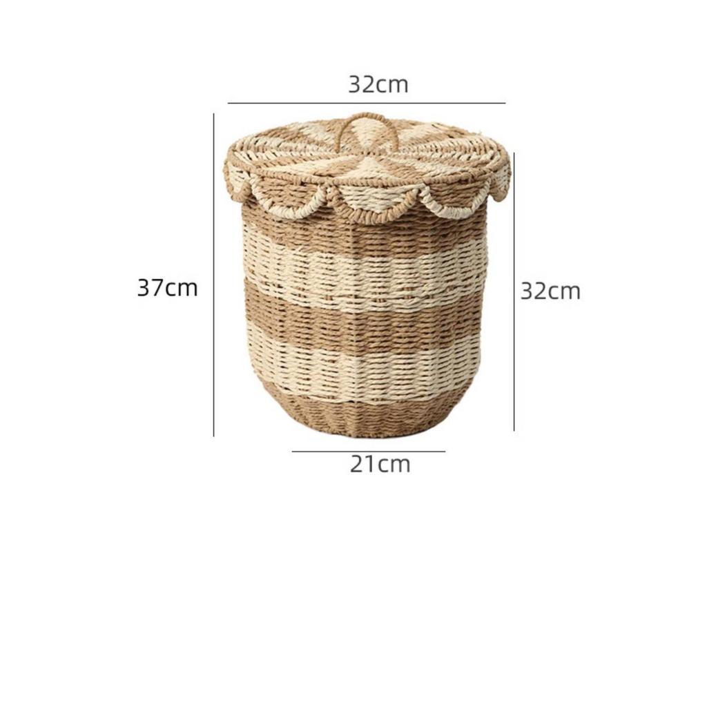 Handwoven Laundry Hamper with Lid Lightweight Woven Neutral Color