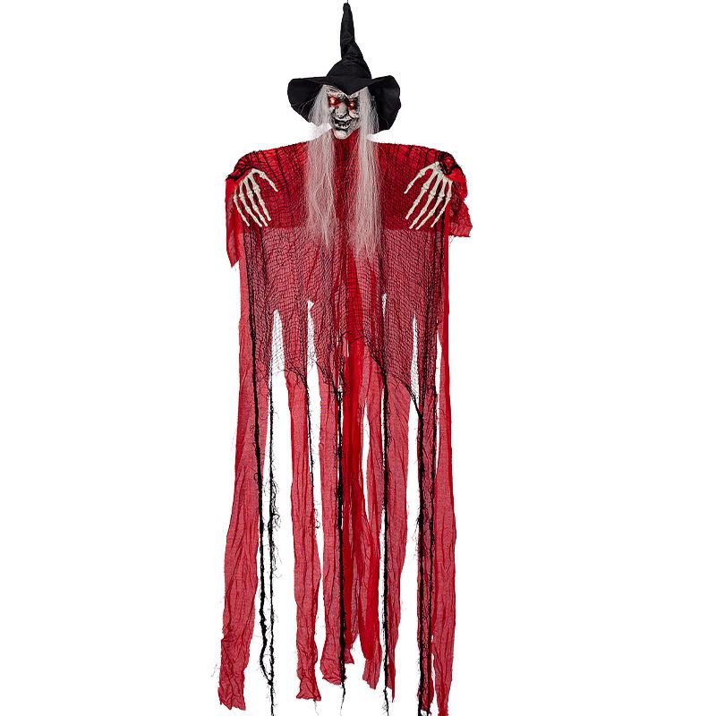 Glowing Red Witch Specter Voice Activated Hanging Prop Levitation Effect Motion Sensitive LED Bar Haunt Horror Decor