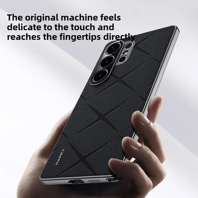 PU Kůže Galvanizovaný Nárazník Luxusní Vintage Pouzdro na Telefon Pro Samsung Galaxy S25 Ultra S24+ Plus Nárazuvzdorný Ochranný Kryt