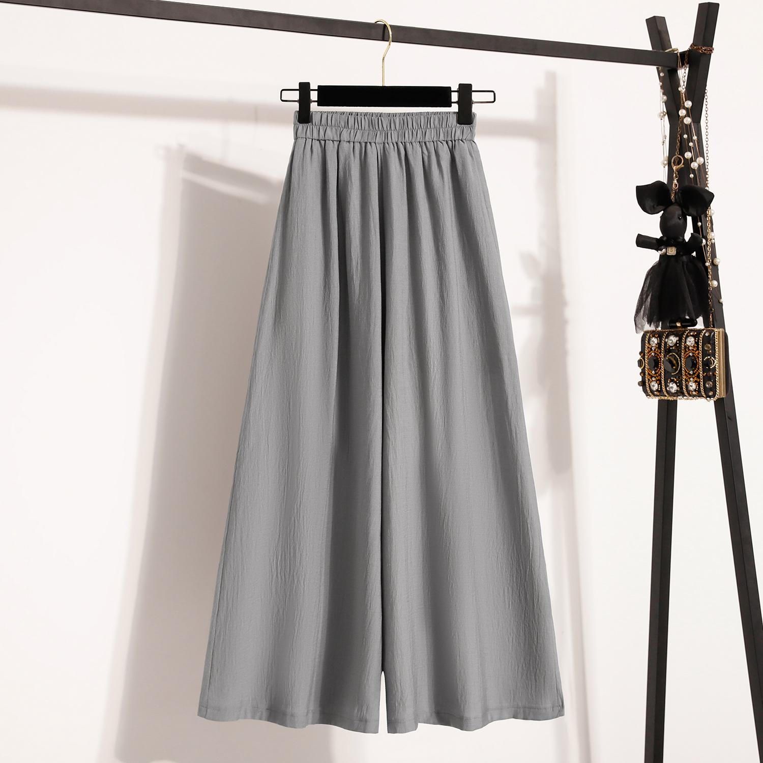 

DIMANAF 2026 Plus Size Summer Long Pants Women Elastic Waist Pants Loose Casual Oversized Bottoms Trousers Grey 5XL M сірий колір