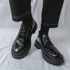 Fashion Black brown men's leather shoes Gentleman retro style Fashion outdoor street casual youth Thick soled shoes Versatile 38-46