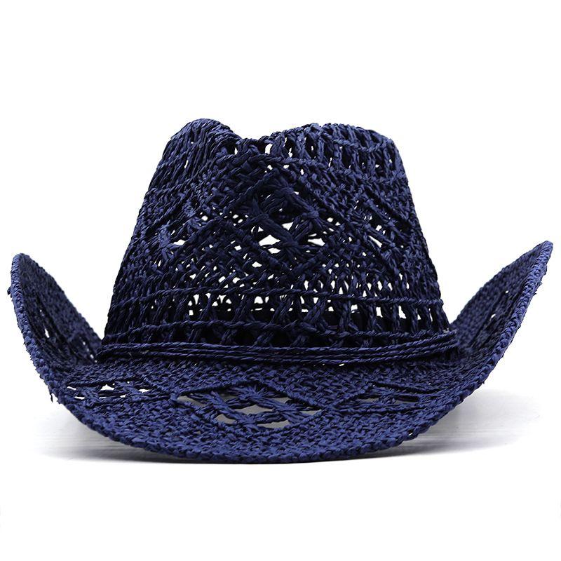 Summer Hollowed Out Denim Hat, Hand Woven, Breathable, Cool, Upturned Edge Jazz Top Hat