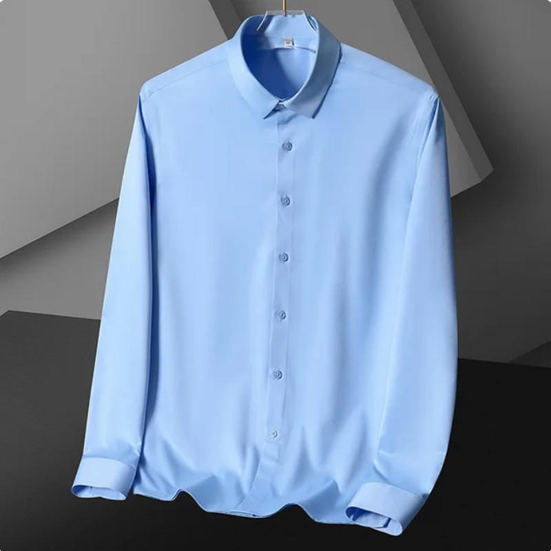 S-5XL Herrenhemd Langarm Bügelfrei Knitterfest Business Hemd High-End Professionell Lässig Anzug Weißes Hemd