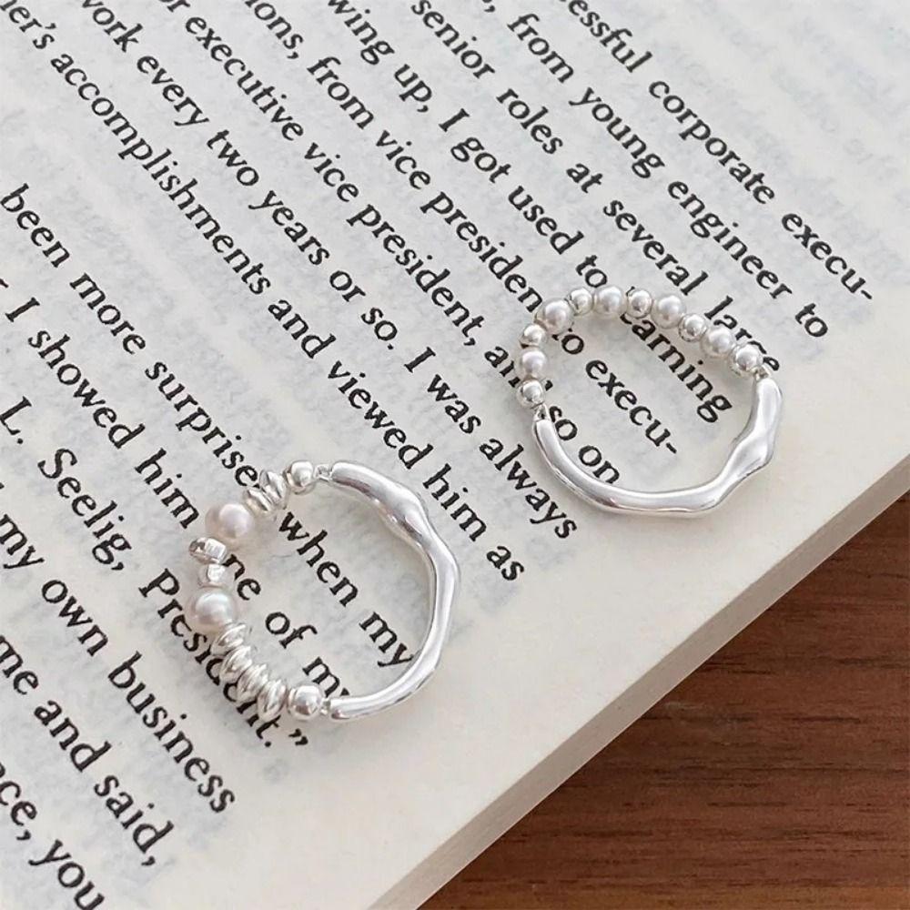 Vintage Minimalist Design Rings Light Luxury Personality Rings Elegant Pearl Finger Rings  Party