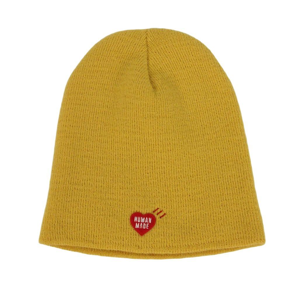 Used HUMAN MADE Knit Cap Beanie Hat Logo Patch Men s F Yellow Yellow