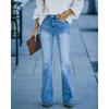 High-Waisted Stretch Denim Flare Pants Women Classic Washed Cotton Blend Office Chic Trousers