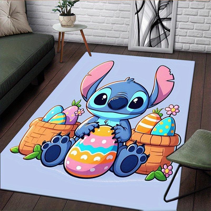 1pc Cute Stitch Pattern Area Rug Soft Flannel Floor Mat for Living Room,Office,Bedroom and Carpet,Sofa Coffee Table Floor Mat