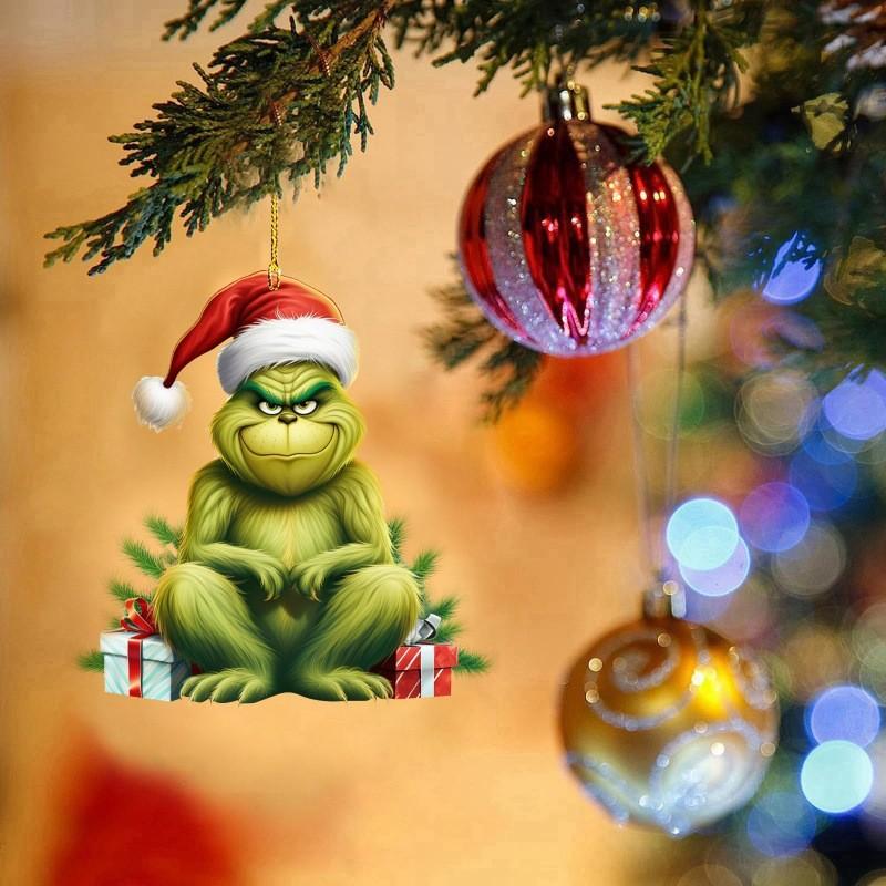 Fun Cartoon Acrylic Christmas Tree Hanging Decoration For Auto Style