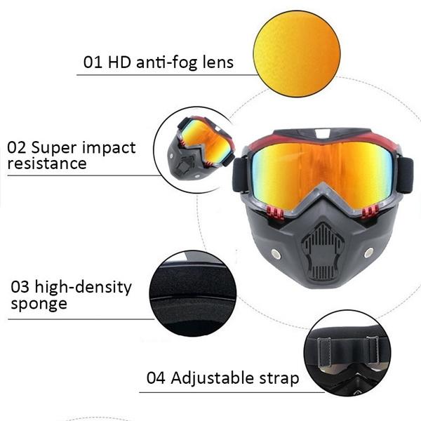 masque fumé casque jet moto vintage café racer custom lunette détachable smoke