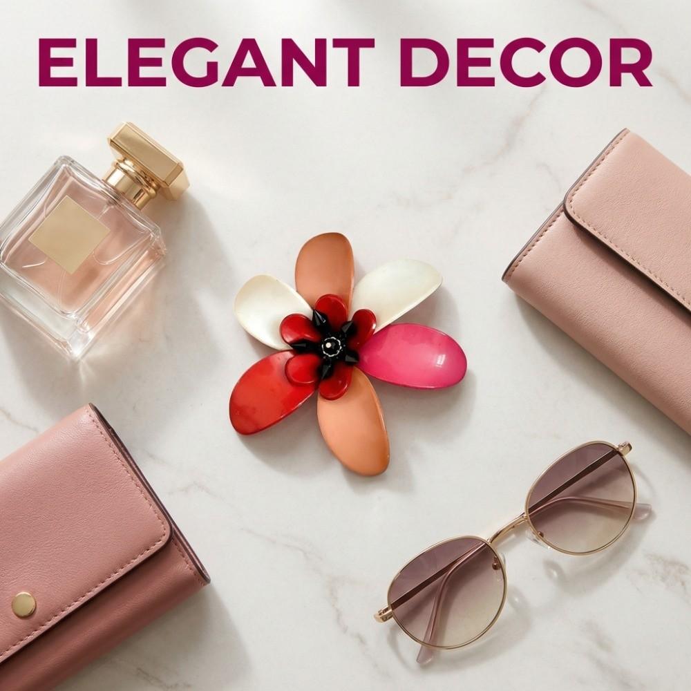 Multi Floral Petal Acrylic Flower Brooch Vintage Colors Clothes Pin  Clothes Accessories